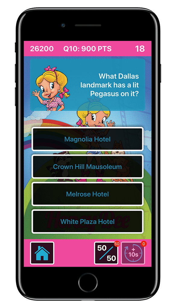 Main menu of Texas Trivia with Honey Dee